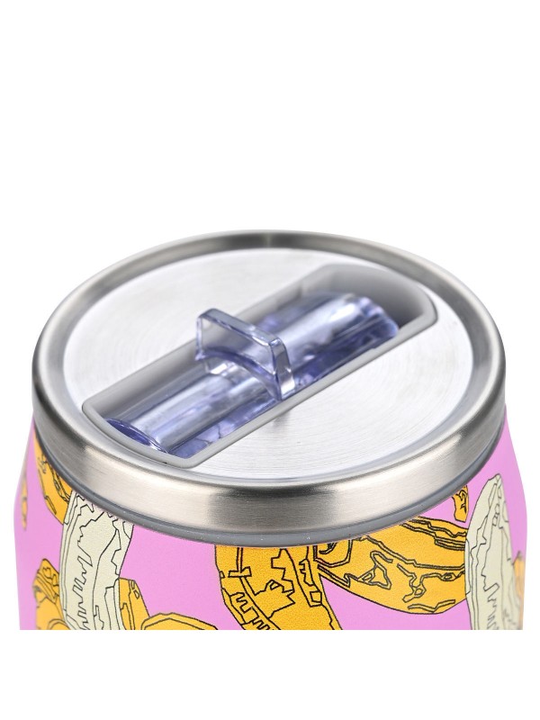 Estia Travel Cup Save the Aegean Ανακυκλώσιμο Ποτήρι Θερμός Ανοξείδωτο / Πλαστικό BPA Free 500ml Banana swirl με Καλαμάκι