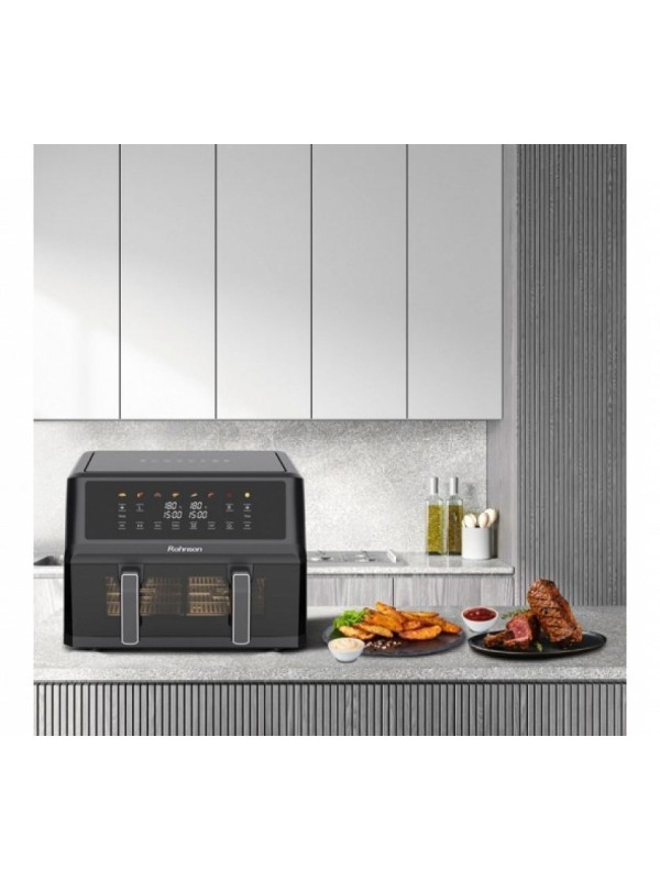 Rohnson R-2864 Air Fryer με Διπλό Αποσπώμενο Κάδο 10.4lt Μαύρο