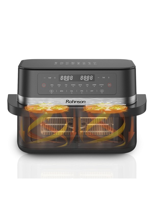 Rohnson Air Fryer με Διπλό Αποσπώμενο Κάδο 11.5lt Γκρι R-2881