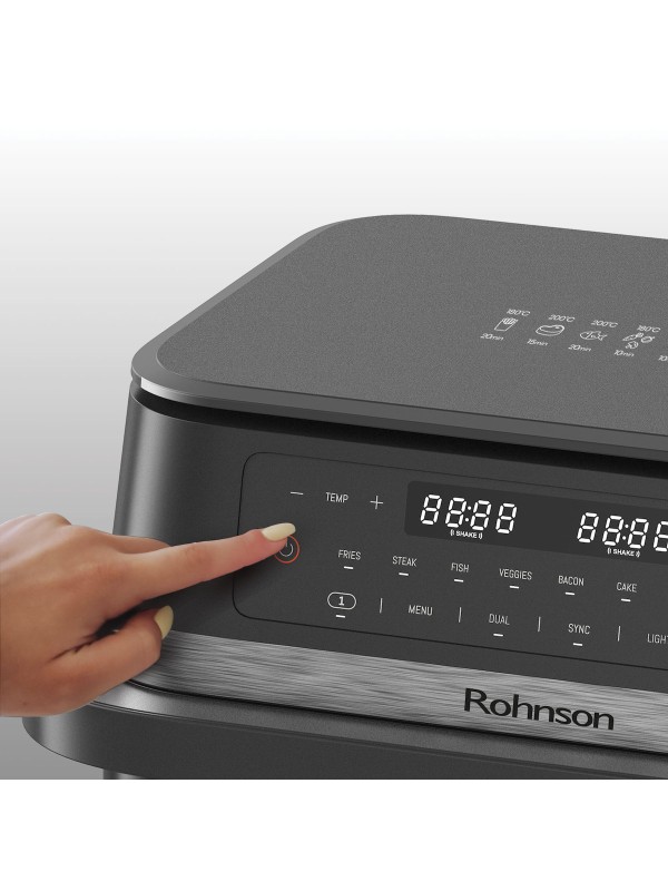 Rohnson Air Fryer με Διπλό Αποσπώμενο Κάδο 11.5lt Γκρι R-2881