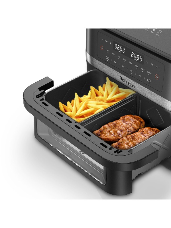 Rohnson Air Fryer με Διπλό Αποσπώμενο Κάδο 11.5lt Γκρι R-2881