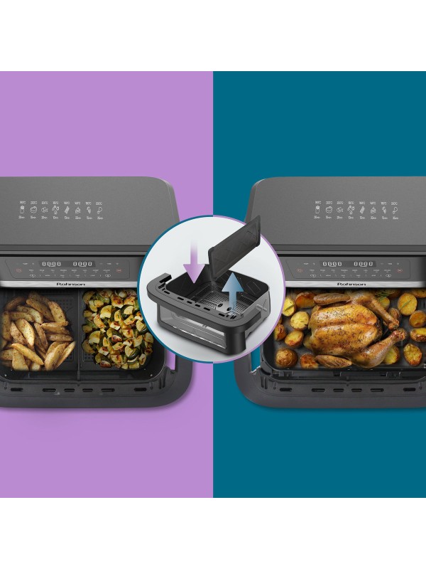 Rohnson Air Fryer με Διπλό Αποσπώμενο Κάδο 11.5lt Γκρι R-2881