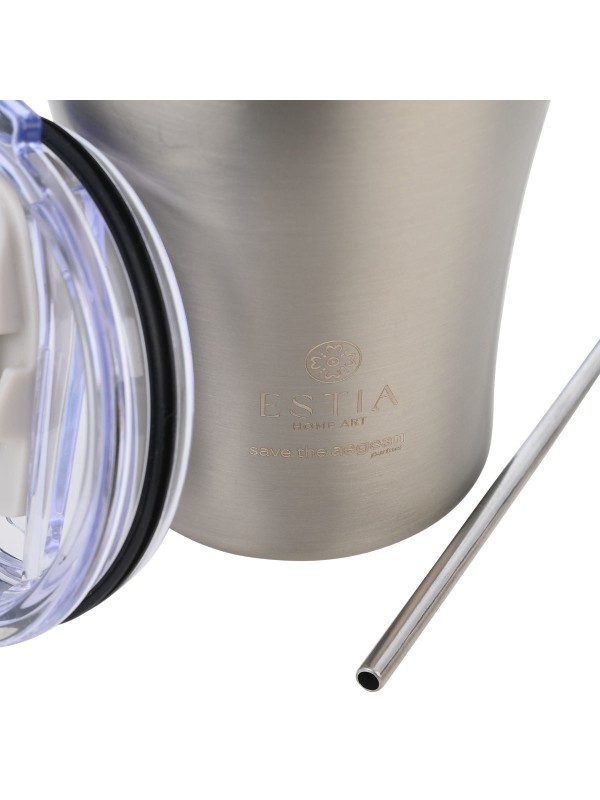 Estia Coffee Mug Save The Aegean Ανακυκλώσιμο Ποτήρι Θερμός Ανοξείδωτο BPA Free 350ml Steel Flow με Καλαμάκι 01-31855