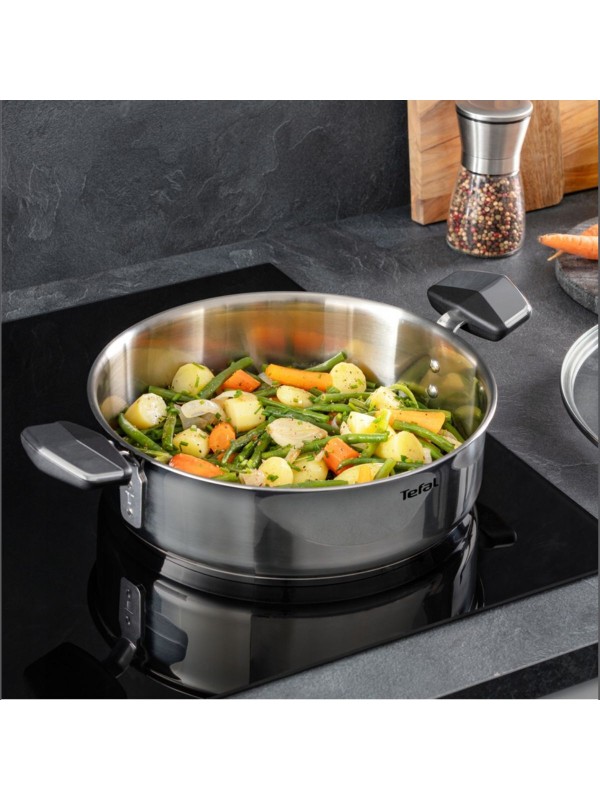 Tefal Emotion Σωτέζα από Ανοξείδωτο Ατσάλι με Καπάκι με Αντικολλητική Επίστρωση 26cm
