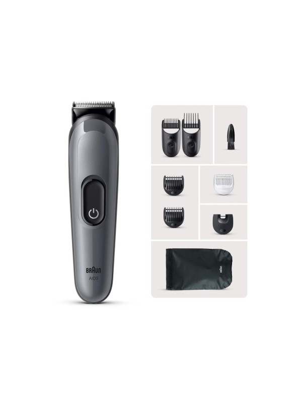 Braun Series 3 Επαναφορτιζόμενη Κουρευτική Μηχανή Γκρι AIO3540