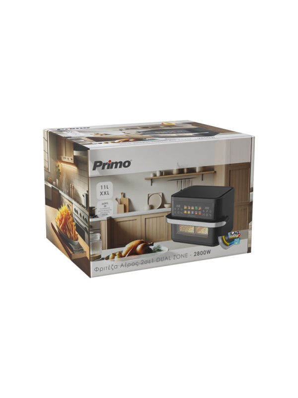 Primo PRAF-40530 Air Fryer με Διπλό Αποσπώμενο Κάδο 11lt Μαύρο