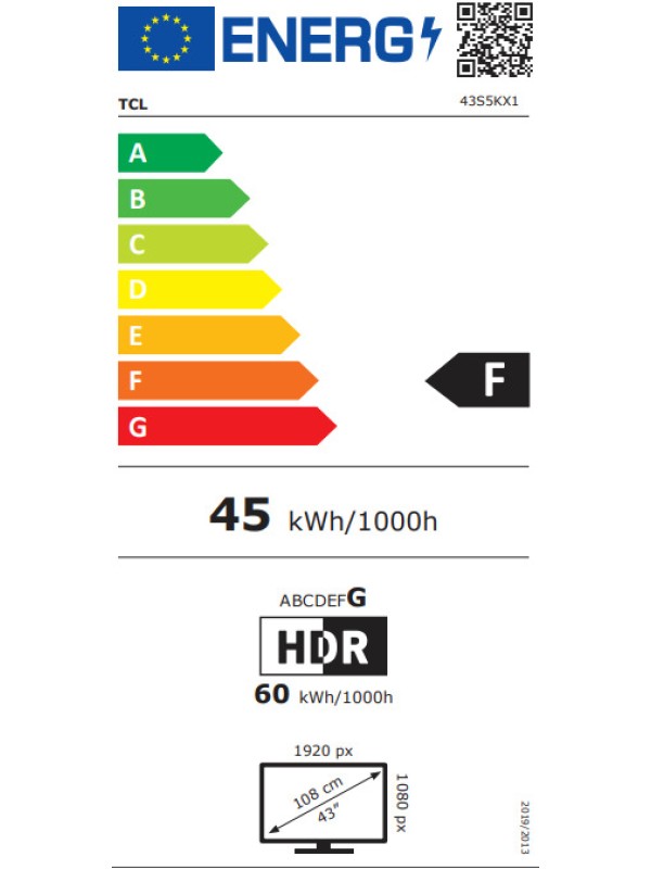 TCL Smart Τηλεόραση 43" Full HD QLED S5K HDR (2025) 43S5K
