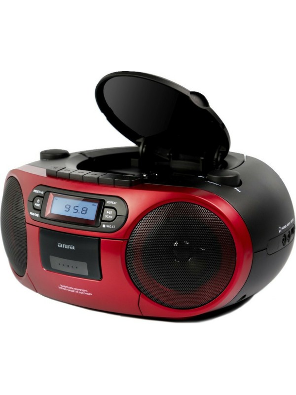  Aiwa Φορητό Ηχοσύστημα BBTC-550 με Bluetooth / CD / MP3 / USB / Κασετόφωνο / Ραδιόφωνο σε Κόκκινο Χρώμα 