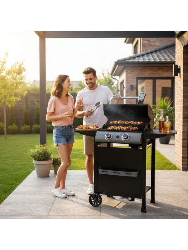 Bormann BBQ6020 Ψησταριά Υγραερίου Μαντεμένιας Σχάρας 48x42εκ. με 2 Εστίες 6kW 