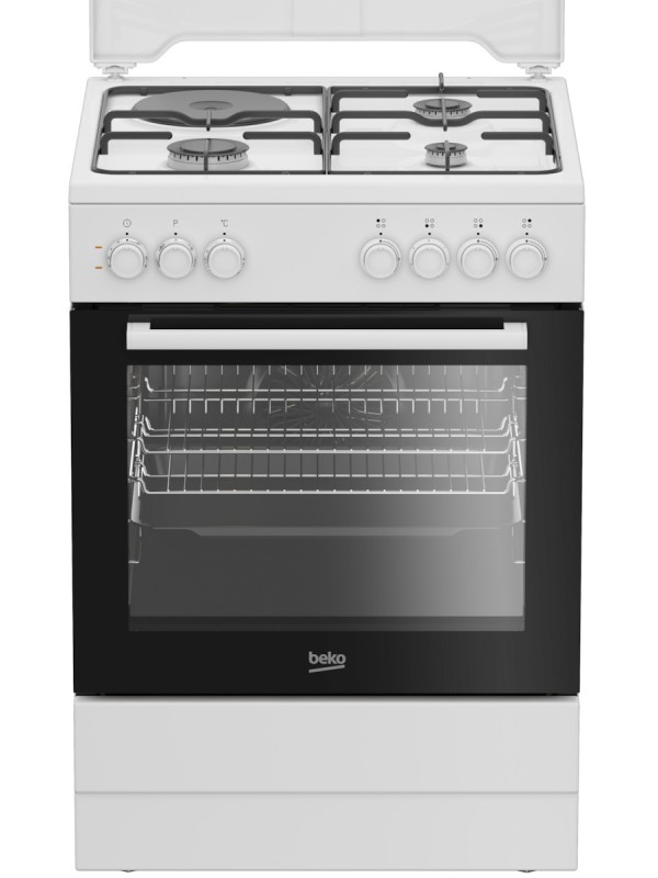  Beko Κουζίνα 65lt με Εστίες Φυσικού Αερίου & Ρεύματος Π60εκ. Λευκή 