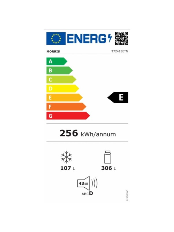  Morris Ψυγείο Δίπορτο 413lt Total NoFrost Υ172.3xΠ70xΒ70εκ. Inox T72413ETN 