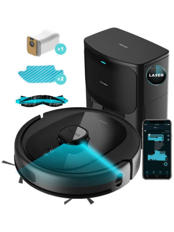  Cecotec Conga 8290 Σκούπα Ρομπότ για Σκούπισμα & Σφουγγάρισμα με Χαρτογράφηση και Wi-Fi Μαύρη 
