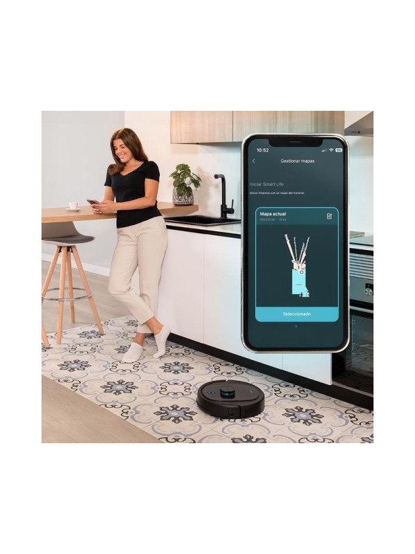  Cecotec Conga 8290 Σκούπα Ρομπότ για Σκούπισμα & Σφουγγάρισμα με Χαρτογράφηση και Wi-Fi Μαύρη 