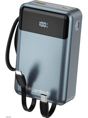 Lamtech LAM980824 Power Bank 20000mAh 65W με Θύρα USB-A & Θύρα USB-C Quick Charge 3.0 & Power Delivery Grey