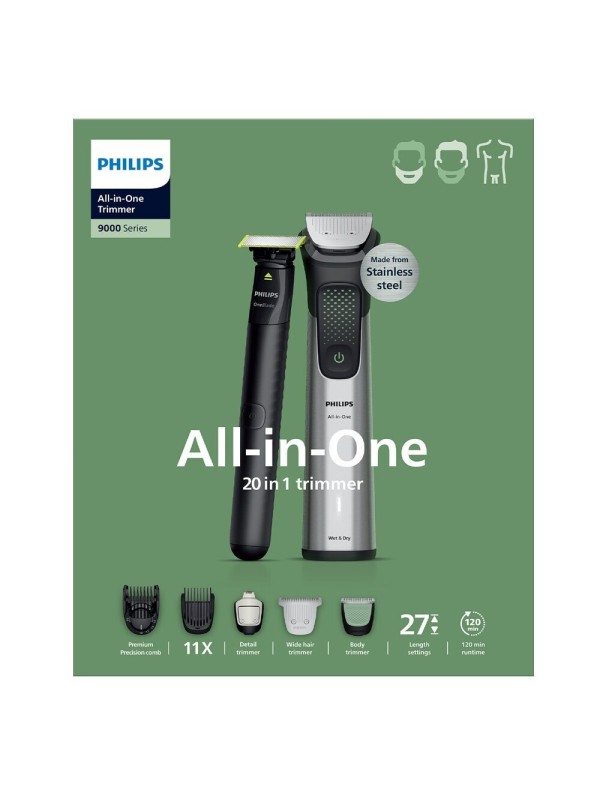 Philips All-in-One 9000 Series Σετ Κουρευτικής Μηχανής Ασημί MG9557/15