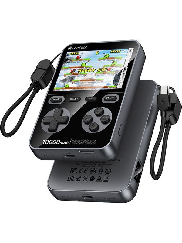 LAMTECH GAME CONSOLE WITH 1500 GAMES & POWERBANK 10000MAH BLACK LAM980855