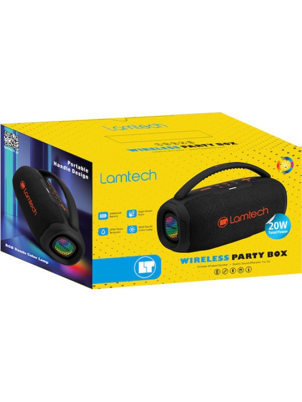  Lamtech Bass Boost Party Box Ηχείο Bluetooth 20W με Ραδιόφωνο και Διάρκεια Μπαταρίας έως 6 ώρες Black Orange 980961
