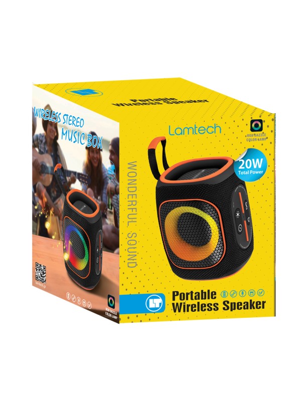  Lamtech Ηχείο Bluetooth 20W με Διάρκεια Μπαταρίας έως 8 ώρες Black Orange LAM980978 