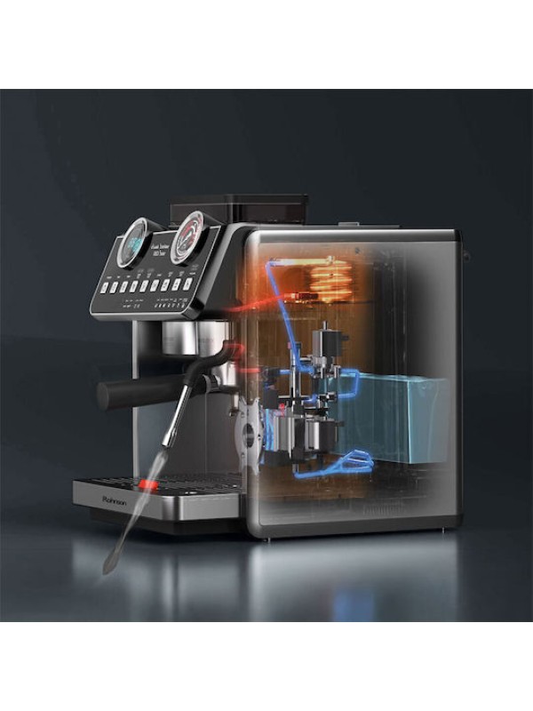Rohnson Αυτόματη Μηχανή Espresso 2800W Πίεσης 20bar με Μύλο Άλεσης Ασημί R-98200 Rohnson Αυτόματη Μηχανή Espresso 2800W Πίεσης 20bar με Μύλο Άλεσης Ασημί R-98200