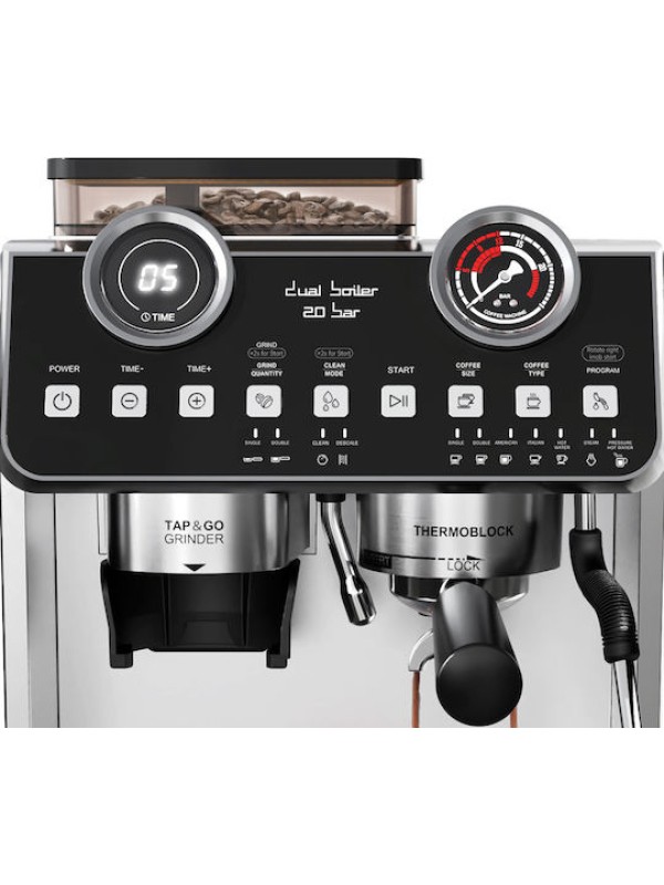 Rohnson Αυτόματη Μηχανή Espresso 2800W Πίεσης 20bar με Μύλο Άλεσης Ασημί R-98200 Rohnson Αυτόματη Μηχανή Espresso 2800W Πίεσης 20bar με Μύλο Άλεσης Ασημί R-98200