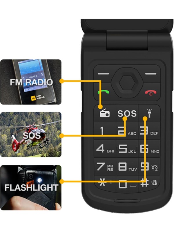  AGM M10 Dual SIM Κινητό με Μεγάλα Κουμπιά Μαύρο 