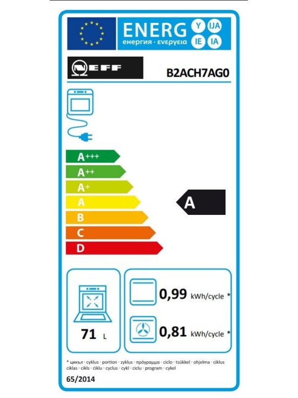  Neff B 2 ACJ 7 AG 0 Φούρνος άνω Πάγκου 71lt Π59.4εκ. Γκρι 
