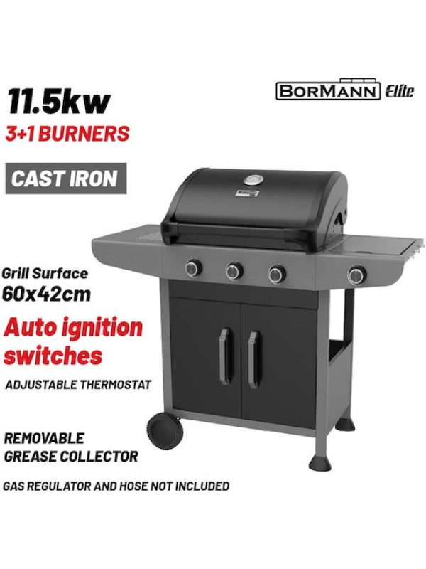  Bormann BBQ6031 Ψησταριά Υγραερίου Μαντεμένιας Σχάρας 60x42εκ. με 3 Εστίες 11.5kW 