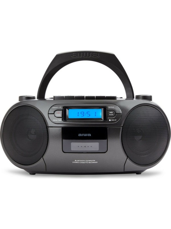  Aiwa Φορητό Ηχοσύστημα BBTC-550 με Bluetooth / CD / MP3 / USB / Κασετόφωνο / Ραδιόφωνο σε Μαύρο Χρώμα 