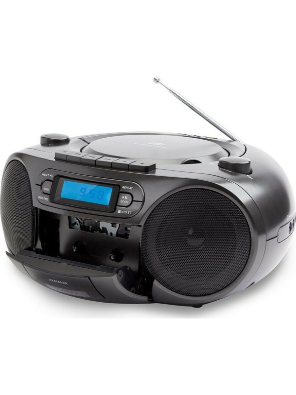  Aiwa Φορητό Ηχοσύστημα BBTC-550 με Bluetooth / CD / MP3 / USB / Κασετόφωνο / Ραδιόφωνο σε Μαύρο Χρώμα 