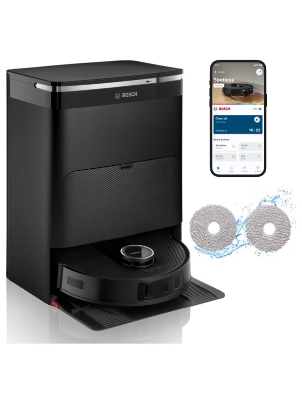 Bosch BCRDW3B Σκούπα Ρομπότ για Σκούπισμα & Σφουγγάρισμα με Wi-Fi Μαύρη