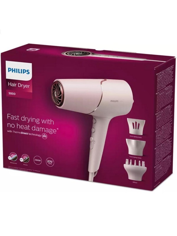 Philips Series BHD 530/20 5000 Ionic Επαγγελματικό Πιστολάκι Μαλλιών με Φυσούνα 2300W Pink