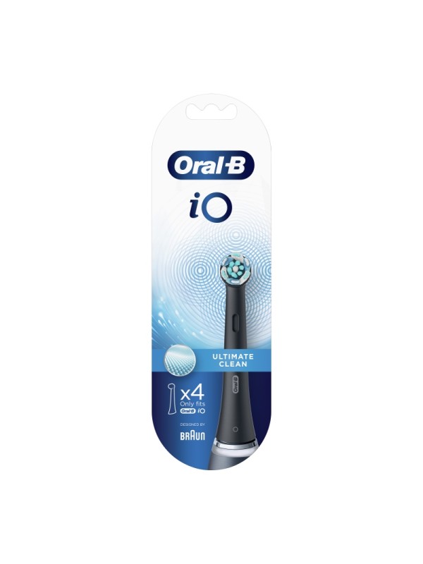 Oral-B iO Ultimate Clean Mαύρες Ανταλλακτικές Κεφαλές Ηλεκτρικής Οδοντόβουρτσας, 4 τμχ
