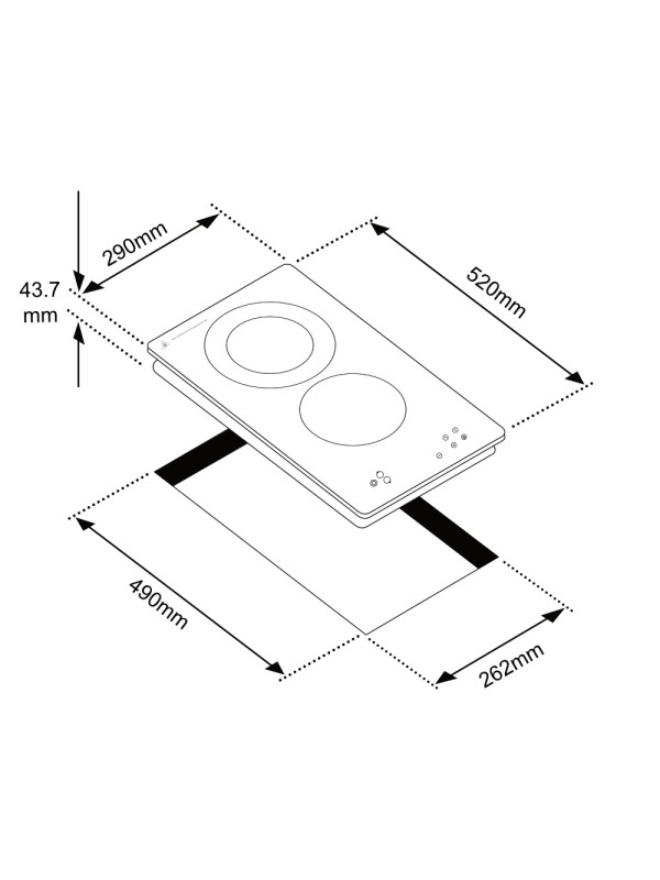 Telemax BND-032 Κεραμικές Εστίες Αυτόνομες με Λειτουργία Κλειδώματος 52x29cm