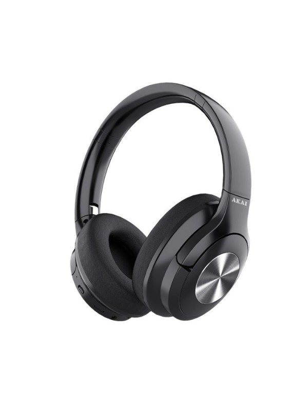 Akai BTH-P100 Ασύρματα / Ενσύρματα Over Ear Ακουστικά με 22 ώρες Λειτουργίας Μαύρα 