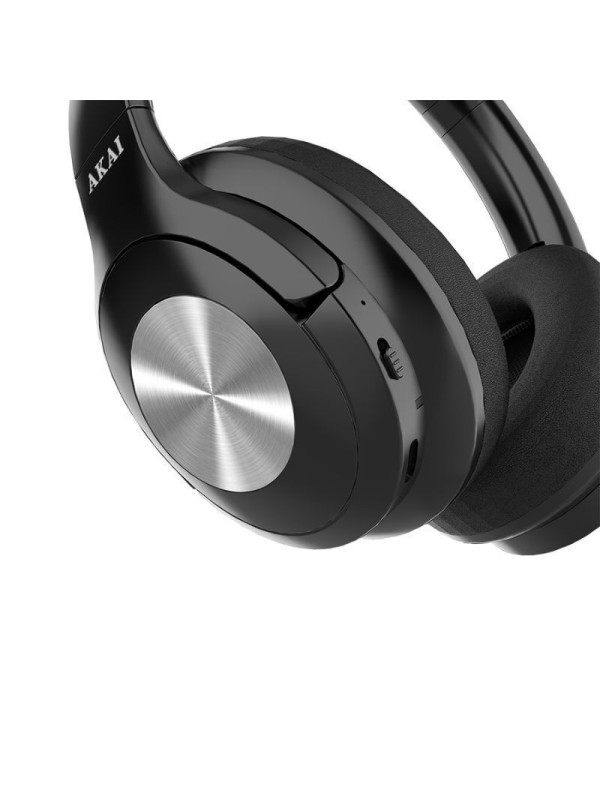 Akai BTH-P100 Ασύρματα / Ενσύρματα Over Ear Ακουστικά με 22 ώρες Λειτουργίας Μαύρα 