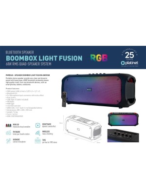 Platinet Boombox Light Fusion Ηχείο Bluetooth 60W με Διάρκεια Μπαταρίας έως 8 ώρες Μαύρο