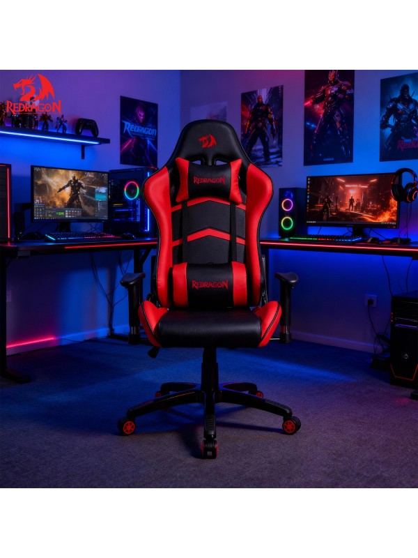 Redragon C326BR Καρέκλα Gaming Δερματίνης με Ρυθμιζόμενα Μπράτσα Κόκκινη Μαύρη 28.16.0011