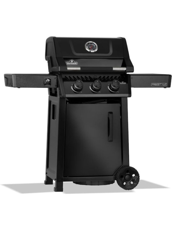  Napoleon Freestyle F 365 DPK-1-GR DPK BLACK  Ψησταριά Υγραερίου Μαντεμένιας Σχάρας 51x45εκ. με 3 Εστίες 12kW 