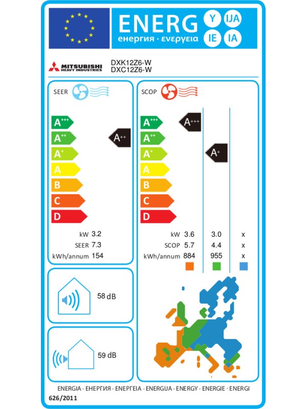 Mitsubishi Heavy Industries DXK-W Κλιματιστικό Inverter 12000 BTU A++/A+ με Τεχνολογία Jet Air Κωδικός: DXK/DXC-12Z6-W 