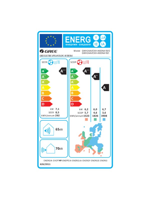 Gree Airy Pro Platinum GRC/GRCO-241QI/KAIP-N7 Κλιματιστικό Inverter 24000 BTU A+++/A+++ με Ιονιστή και Wi-Fi