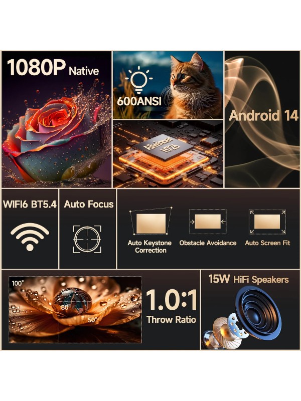  Magcubic HY350MAX Mini Projector LCD Full HD Λάμπας LED με Wi-Fi και Ενσωματωμένα Ηχεία 