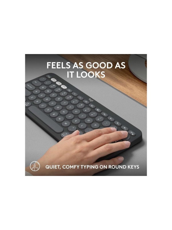 Logitech Pebble Keys 2 K380s Ασύρματο Bluetooth Πληκτρολόγιο International English Γκρι