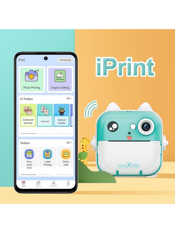  Maxlife Compact Φωτογραφική Μηχανή με Οθόνη 2.4" Θερμικής Εκτύπωσης Μπλε 