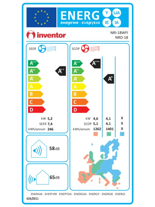  Inventor Nura Κλιματιστικό Inverter 18000 BTU A++/A+ με Τεχνητή Νοημοσύνη 