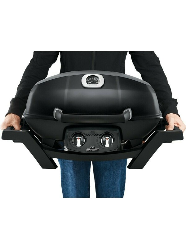  Napoleon TravelQ PRO 285-BK-GR  Φορητή Ψησταριά Υγραερίου Μαντεμένιας Σχάρας 54x37εκ. με 2 Εστίες 4.1kW 