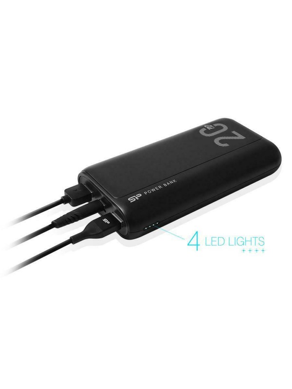 Silicon Power QS15 Power Bank 20000mAh με 2 Θύρες USB-A και Θύρα USB-C Power Delivery / Quick Charge 3.0 Μαύρο Silicon Power QS15 Power Bank 20000mAh με 2 Θύρες USB-A και Θύρα USB-C Power Delivery / Quick Charge 3.0 Μαύρο