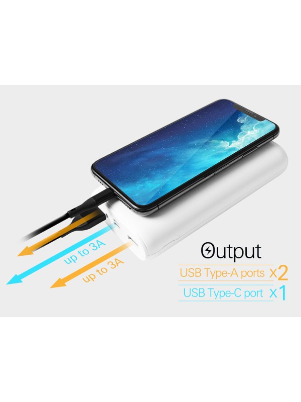Silicon Power QS15 Power Bank 20000mAh 18W με 2 Θύρες USB-A και Θύρα USB-C Power Delivery / Quick Charge 3.0 Λευκό