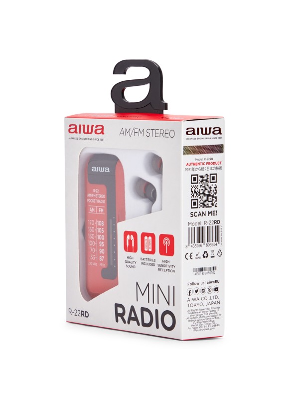 Aiwa R-22RD Φορητό Ραδιόφωνο Μπαταρίας Κόκκινο