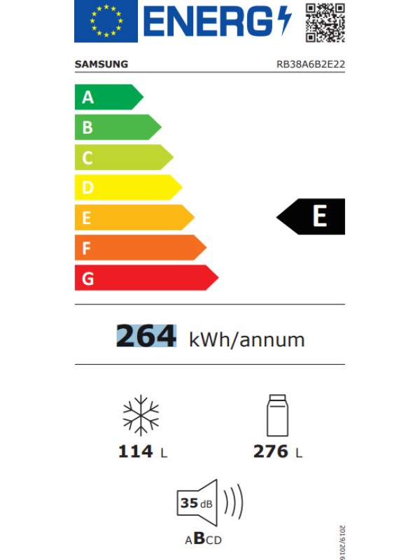 Samsung Ψυγειοκαταψύκτης 390lt NoFrost Υ203xΠ59.5xΒ65.8εκ. Μαύρος RB38C6B2E22 