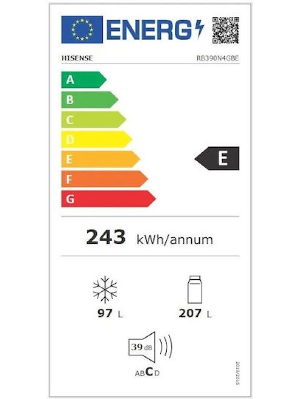  Hisense Ψυγειοκαταψύκτης 304lt NoFrost Υ186xΠ59.5xΒ59εκ. Μαύρος RB390N4GBE 